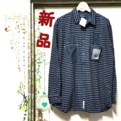 【新品】drug store's 長袖シャツ チュニック丈 異素材ポケット