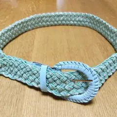 フォークダンス衣装ベルトメッシュベルト エメラルドグリーン 編み込みのサムネイル