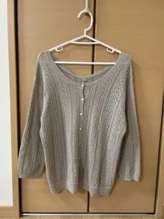 サマンサモスモス　2way レース編みベージュ長袖ニット カーディガン