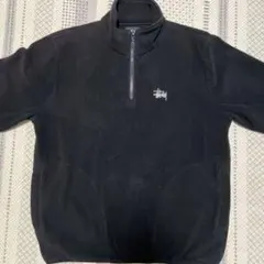 Stussy ブラック ハーフジップ フリースジャケット M