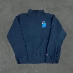 Champion 2XL ハーフジップスウェット 刺繍 ブラック