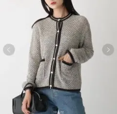 オペークドットクリップ トップス ニットカーディガン 春服