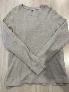 UNIQLO ワッフルクルーネックT 長袖 ベージュ Mサイズ