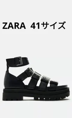 ZARA ブラック ストラップサンダル 41サイズ