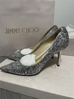 JIMMY CHOO シルバーグリッター ハイヒール