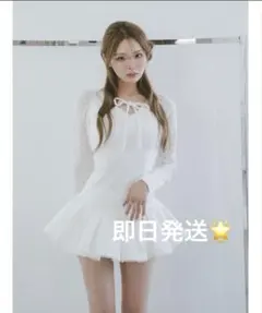 Darich フロントリボンコットンレースミニワンピース