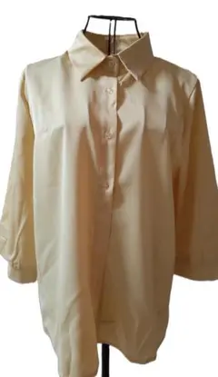 レディース　シャツ七分袖　イエロー　2XL