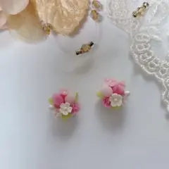 20 チューリップ　ピンク　ハンドメイド　花　デコ　アクセサリー　パーツ
