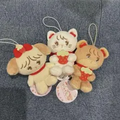 mikko いちごマスコットぬいぐるみ　ムース　ラテ　スフレ