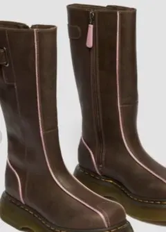 Dr. Martens ロングブーツ ブラウン ピンクパイピング