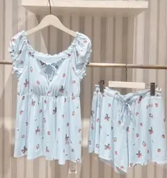 elato pique カップ付プルオーバー＆ショートパンツ イチゴ柄 Blueのサムネイル