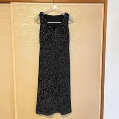 Style com ノースリーブロングワンピース 黒白ドット