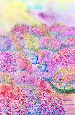 みみ様専用水彩画 湖畔に咲くツツジ 値段は※900円です - メルカリ
