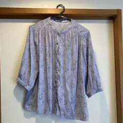 GLACIER 薄紫 花柄 五分袖シャツ L