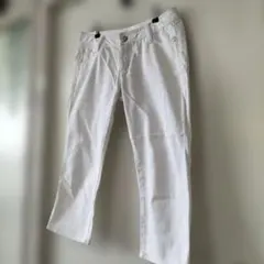 ALPHA CUBIC デニムパンツ ジーンズ ストレートパンツ 七分丈 白のサムネイル