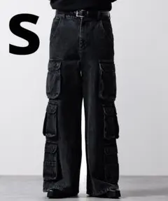 【完売品】CLEL 3Dメニーポケットカーゴパンツ　ブラック系　Sのサムネイル