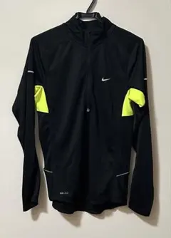 Nike DRI-FIT 長袖ランニングウェア 黒/蛍光イエロー Mサイズ