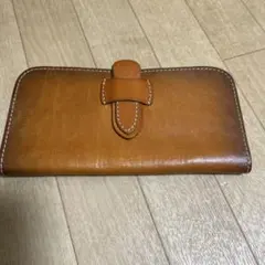 ハンドメイド手縫いブラウンレザー長財布