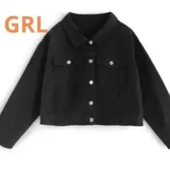 新品 タグ付き GRL ショート丈 ツイルジャケット 黒 フリーサイズ 春秋