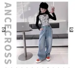 ダンスクロス　デニムワイドパンツ　150