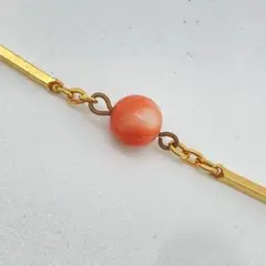 102807 桃色珊瑚　オレンジ　羽織紐　金のチェーン