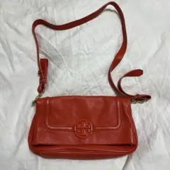 トリーバーチ　オレンジ レザー ショルダーバッグ