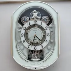 セイコー SEIKO RE565W 電波掛時計 からくり時計 スワロフスキー