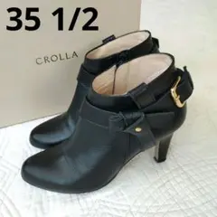 美品　クローラ　リボン　ベルト　ブラック　ショートブーツ　22.5 　本革のサムネイル