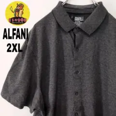 usa古着 ALFANI　半袖ボタンシャツ2XL　チャコールグレーのサムネイル