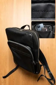 Calvin Klein Jeans ブラックレザーバックパック