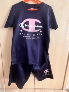 ［110］Champion ジャージ素材　Tシャツハーフパンツセット　ネイビー