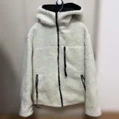 フリースジャケット フード付き ホワイト