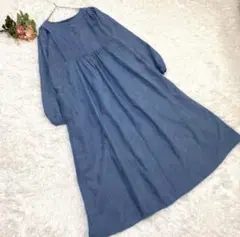 シーズンリーズンバイリン&レッド　 ロングワンピース　くすみブルー　Lサイズ