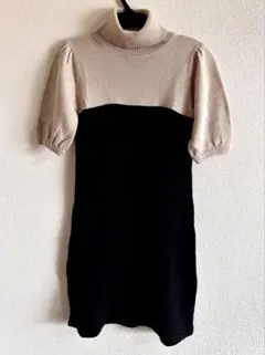 MISCH MASCH ニットワンピース ベージュと黒 半袖 Mサイズ