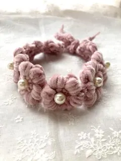 犬用チョーカー　パール付き　フラワー