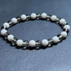 PB399 天然石 パワーストーン ホワイトジェイド スモーキークォーツ ブレス