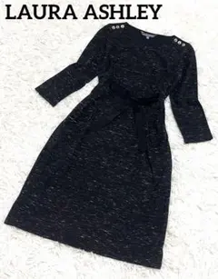 美品✨ローラアシュレイ LAURA ASHLEY 黒　リボン　ワンピース
