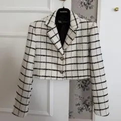 ZARA チェック柄 クロップドジャケット