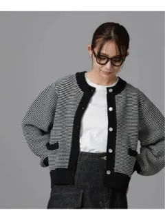 洗濯機洗い可 軽量ツイード調ニットカーディガン ナノユニバース