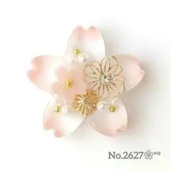 《No.2627❀》ハンドメイド　レジンヘアゴム　ピンク　春　桜