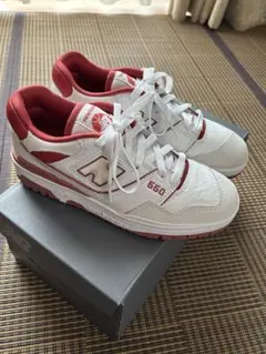 New Balance 550 ホワイト/レッド スニーカー