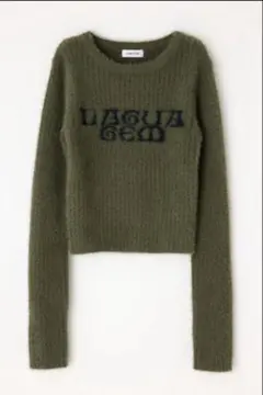 LAGUA GEM ロゴ入り シャギーニット 長袖 カーキのサムネイル