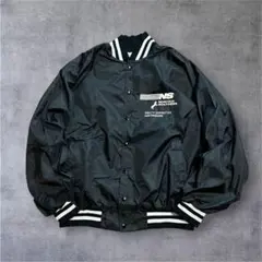 a062 古着USA製90s WIN WEAR企業物スタジャン好デザイン黒XXL