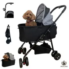 美品✨アイリスプラザ 3輪ペットカート デニム 折りたたみ 犬 猫