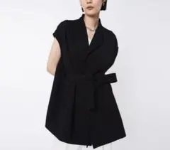 ☆美品☆l'aube blanc/ローブブラン・ラウンドカットジレ・ブラック