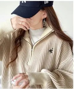 【classicalelf】リブニット　ハーフジップオーバーサイズ