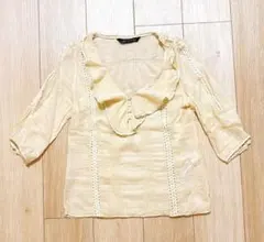 ZARA WOMAN クリーム色 五分袖シャツ XS