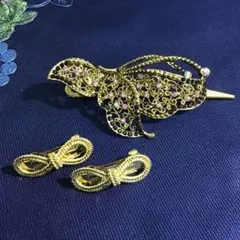 華やか　蝶デザイン バレッタ　リボン型ヘアピンセット　まとめ売り