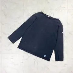 オーシバル ボートネックバスクシャツ カットソー フランス製 黒S相当*LD66