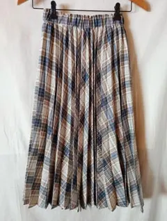 COMME CA　コムサ　アコーディオンプリーツスカート チェック
